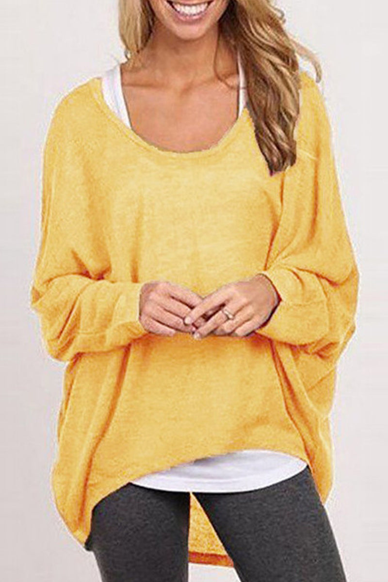 Adriana | Casual solid patchwork O-neck tops