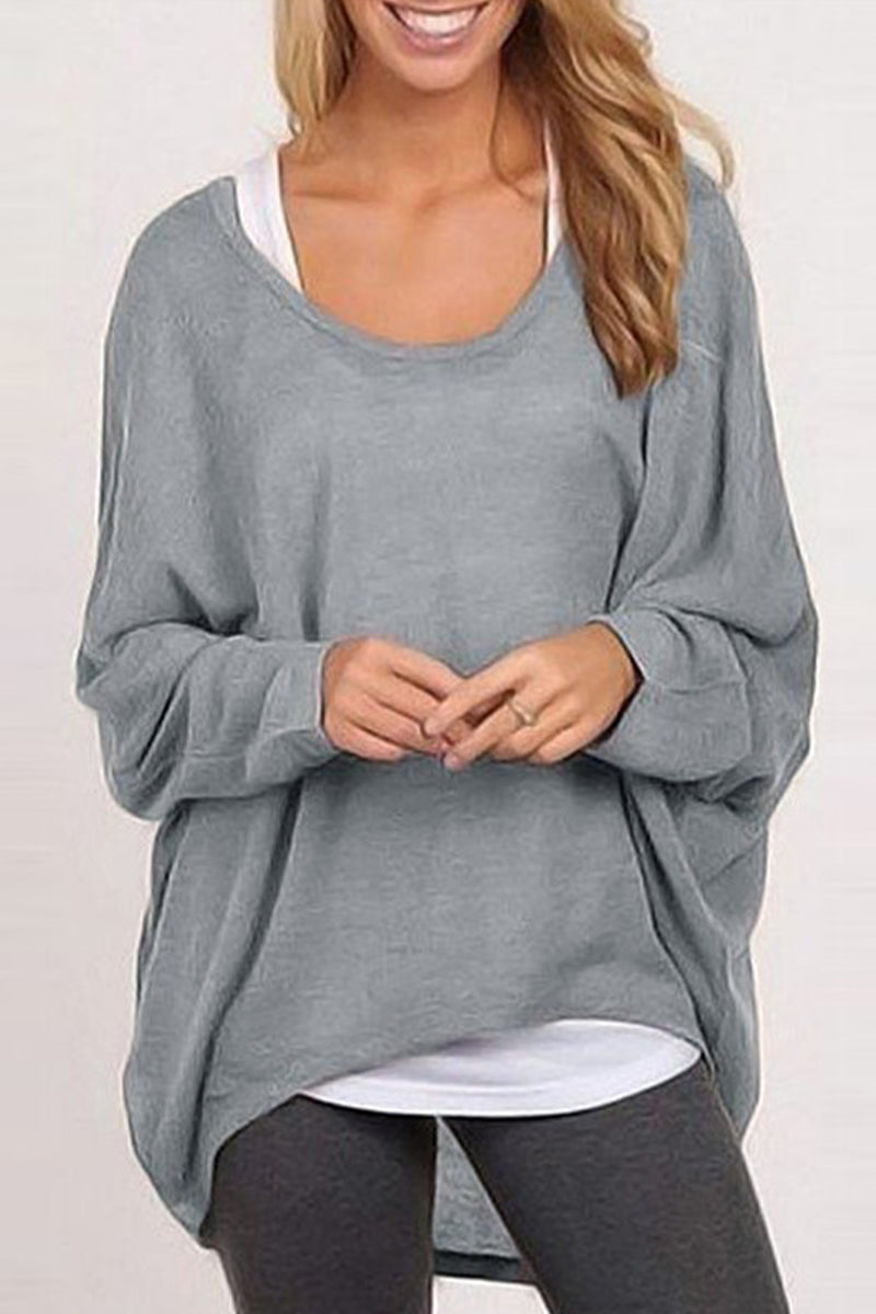 Adriana | Casual solid patchwork O-neck tops