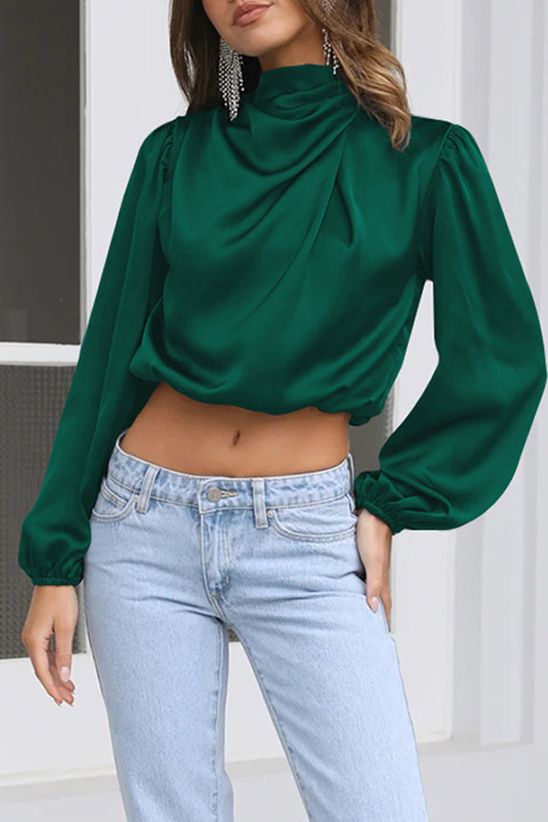 Itala® | Elegant Long-Sleeved Halterneck Blouse