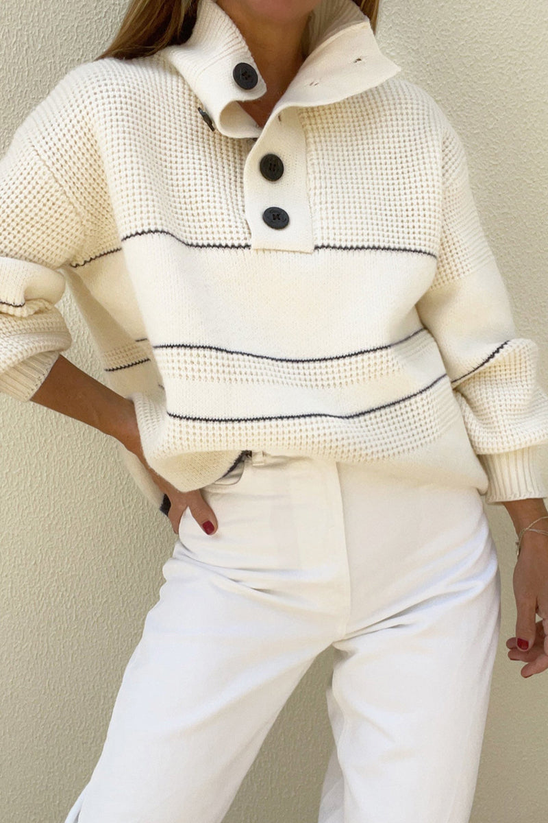 Ana Maria | Casual striped contrast turtleneck tops in patchwork style