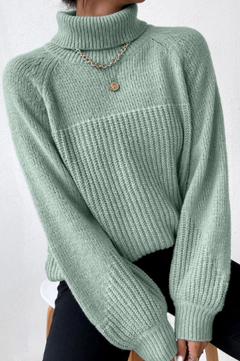 Antonella | Casual solid patchwork turtleneck tops