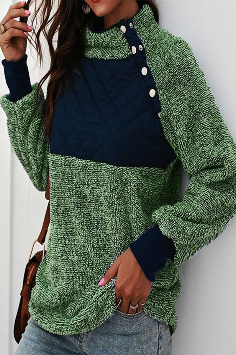 Anita | Casual turtleneck tops in patchwork contrast