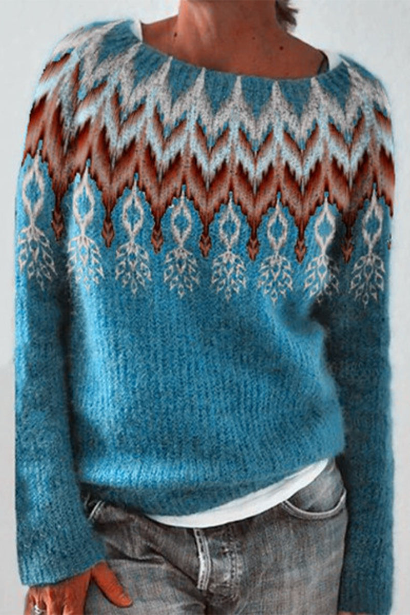 Luisa | Casual color block sweaters with O-neck and contrast