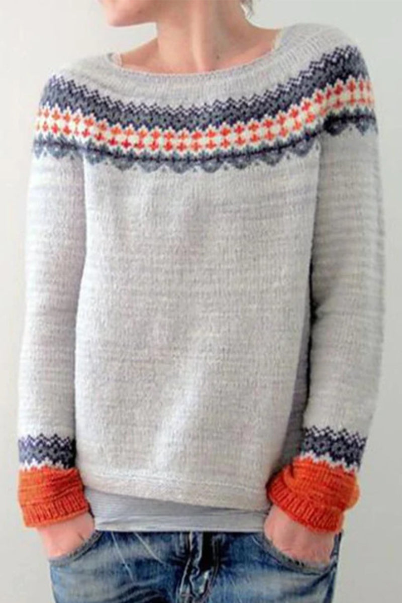 Luisa | Casual color block sweaters with O-neck and contrast