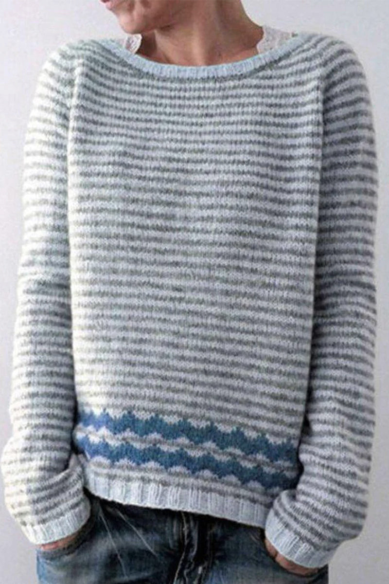 Luisa | Casual color block sweaters with O-neck and contrast