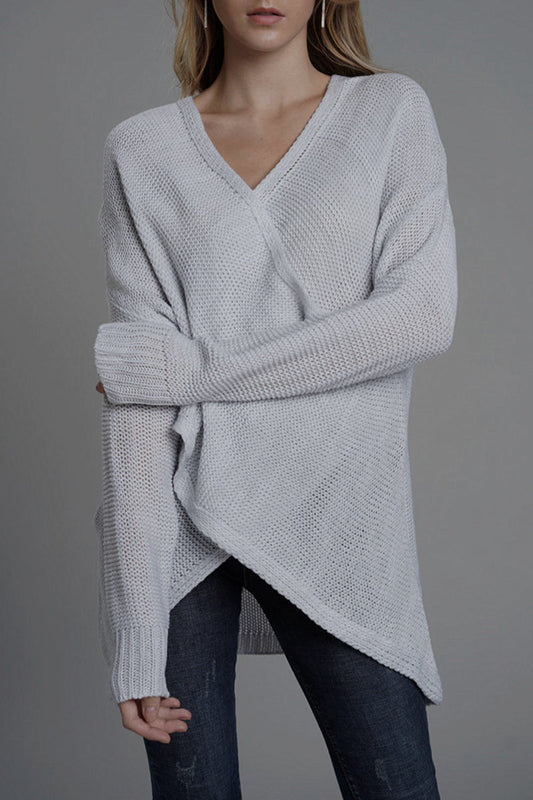 Caridad | Casual solid patchwork V-neck tops