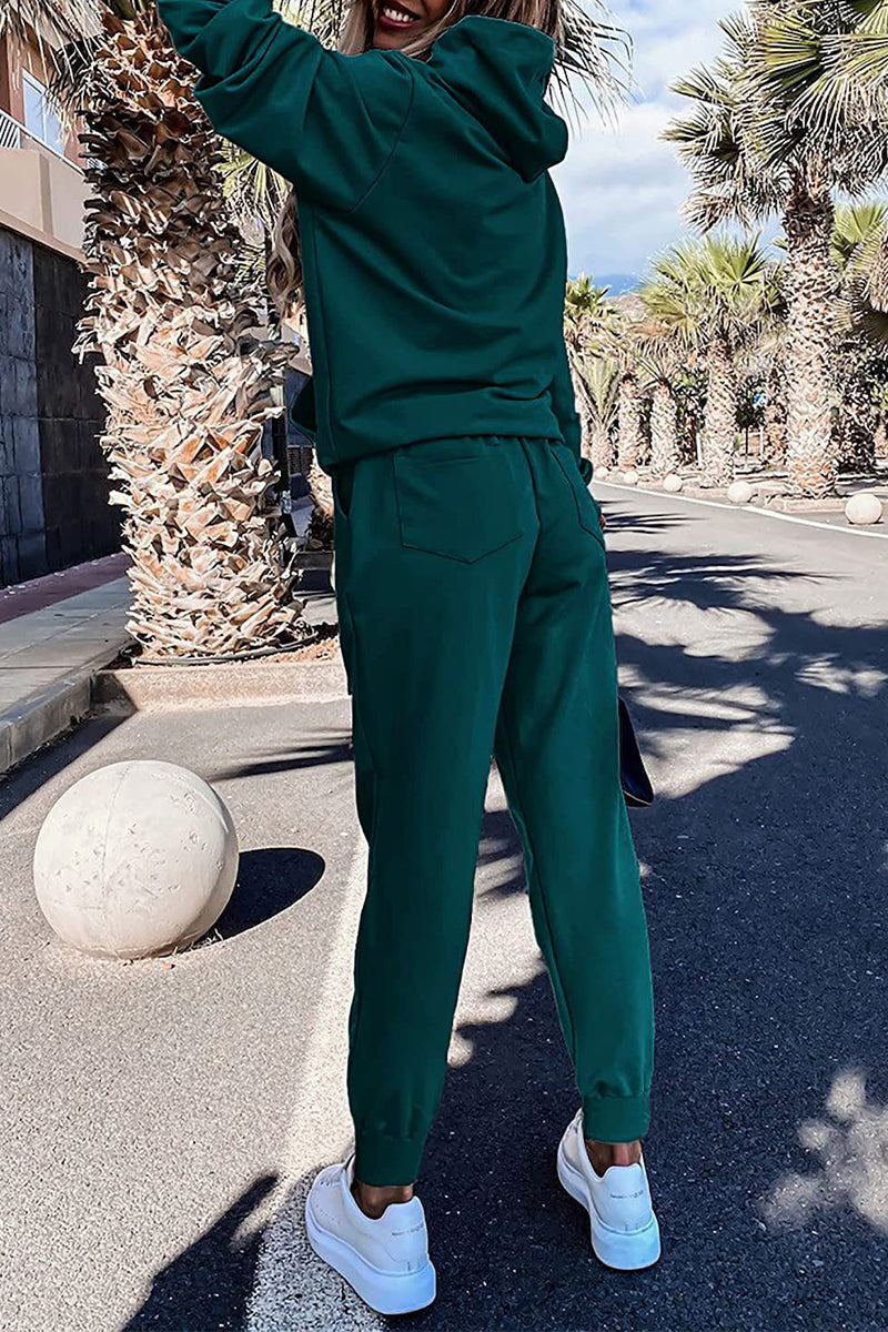 Beatriz | Casual solid patchwork hooded collar long sleeve two piece