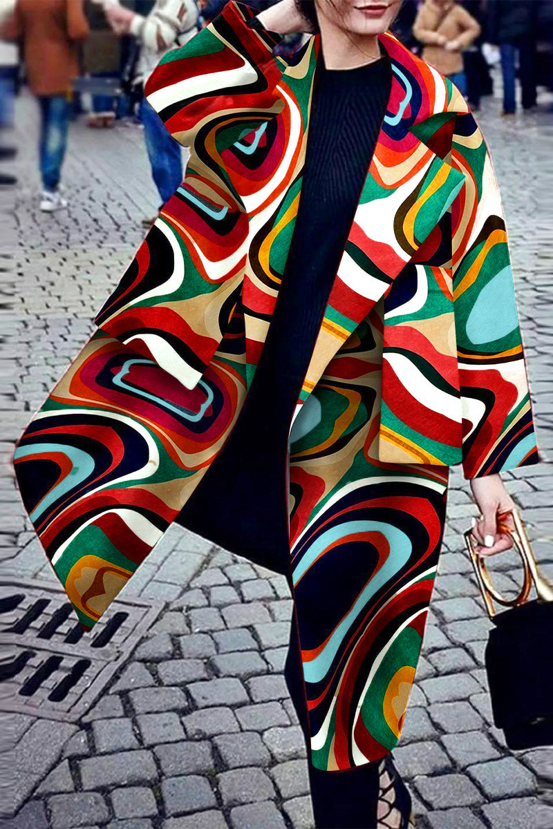 Celia | Street color block outerwear with a contrast turn-down collar