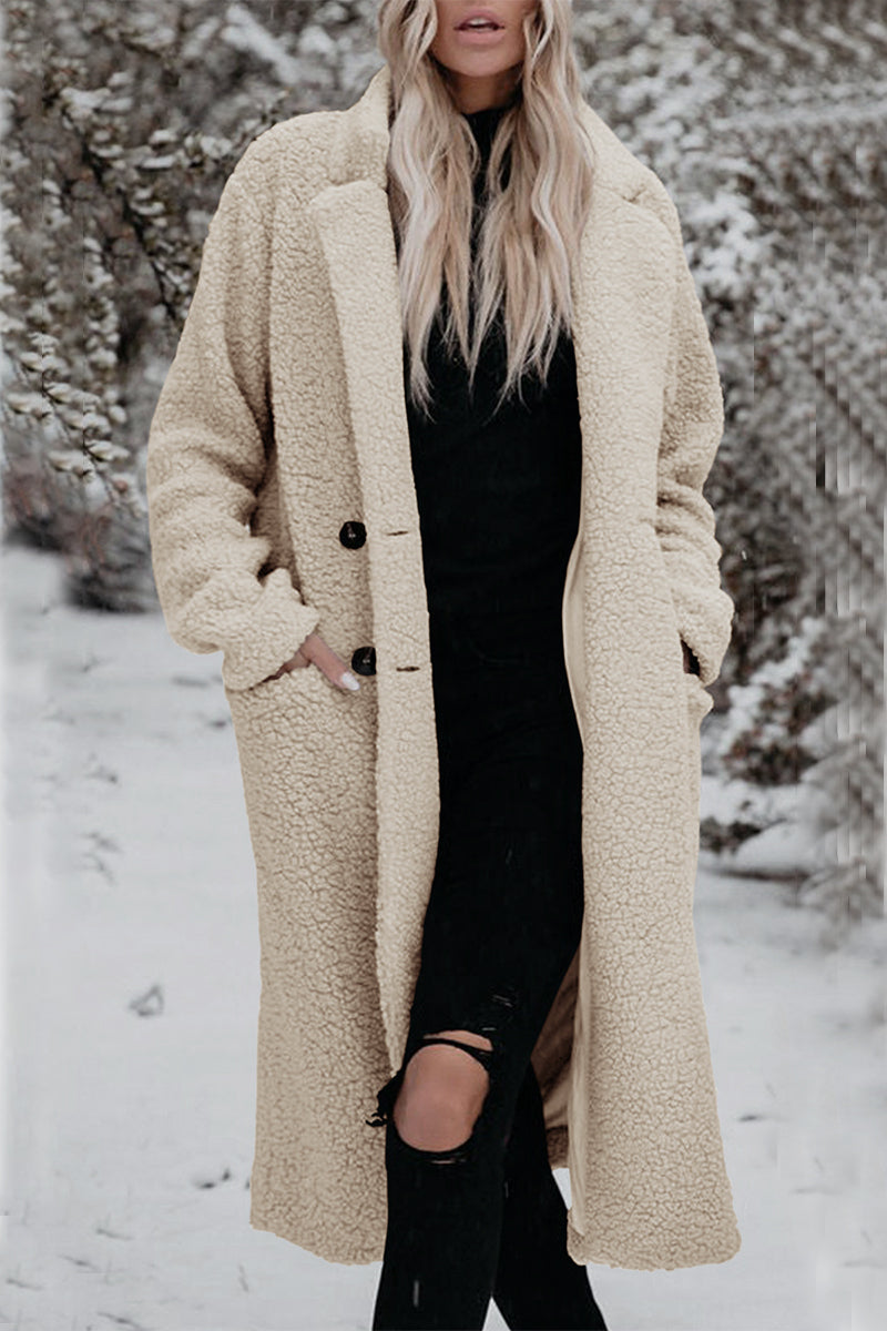 Cinthia | Elegant outerwear with a plain turn-down collar and pockets
