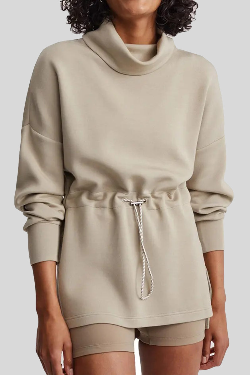 Danna | Casual solid color drawstring half turtleneck sweaters