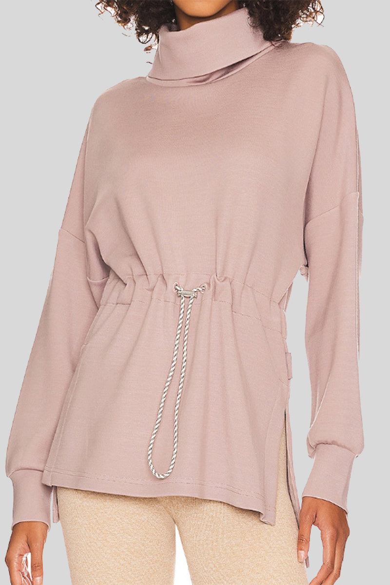 Danna | Casual solid color drawstring half turtleneck sweaters