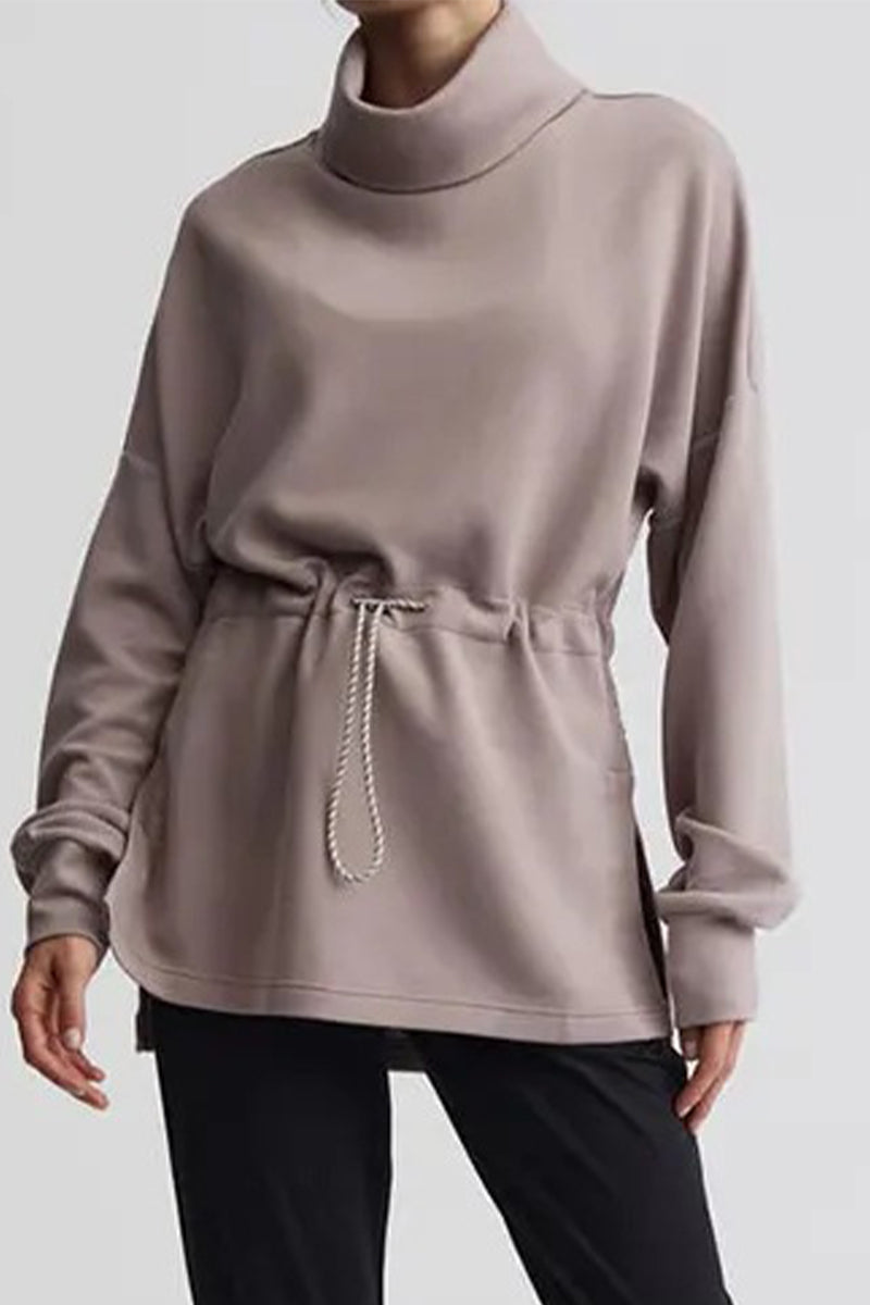 Danna | Casual solid color drawstring half turtleneck sweaters