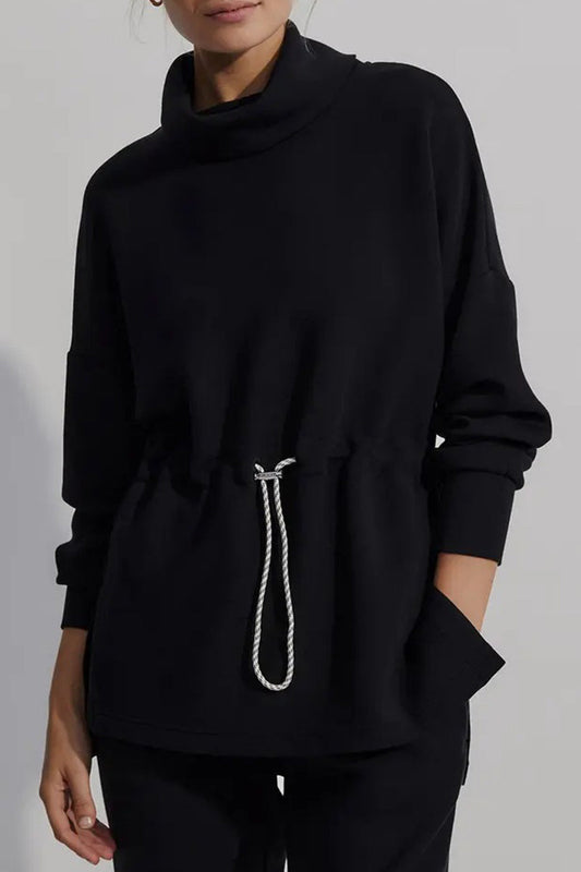 Danna | Casual solid color drawstring half turtleneck sweaters