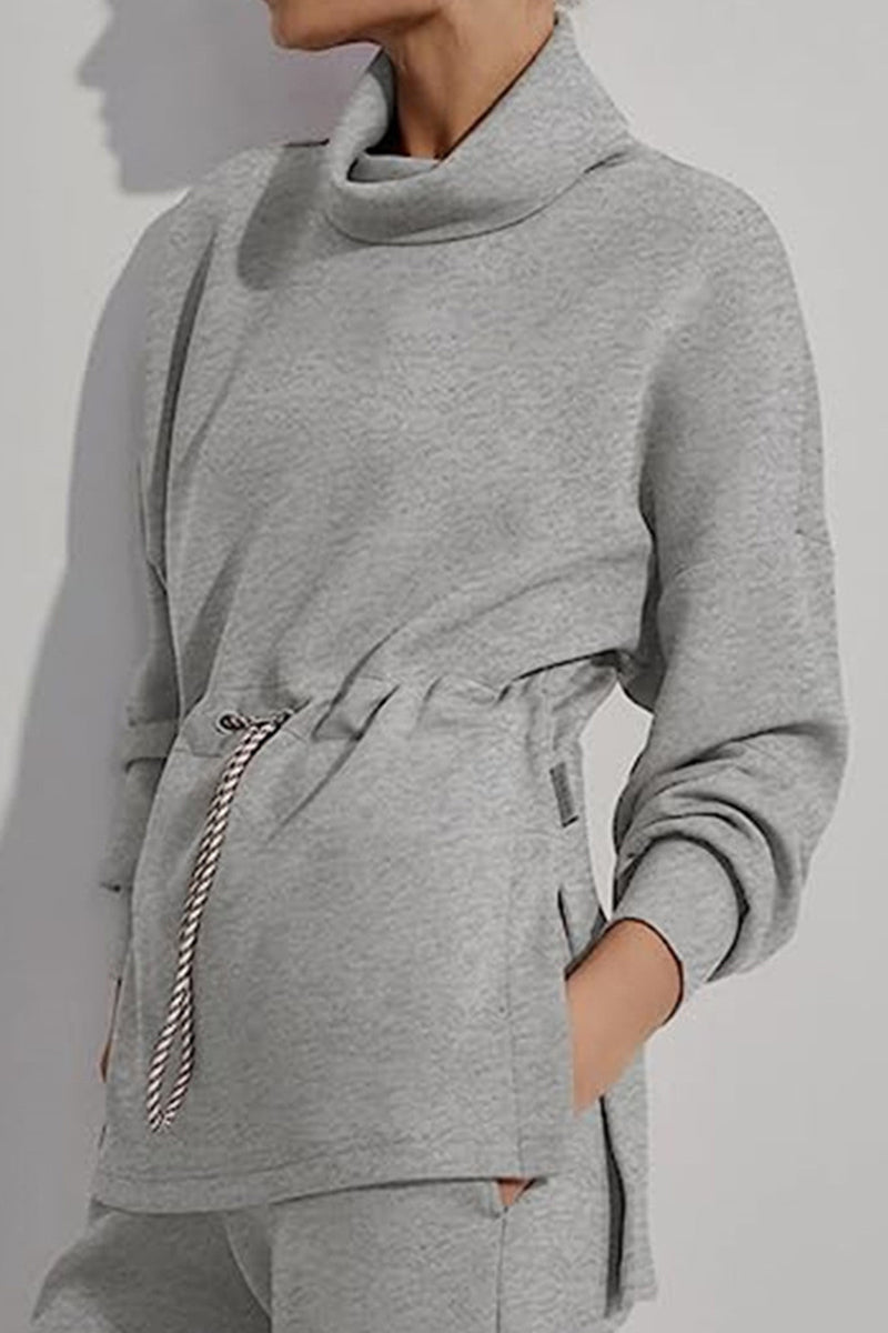 Danna | Casual solid color drawstring half turtleneck sweaters