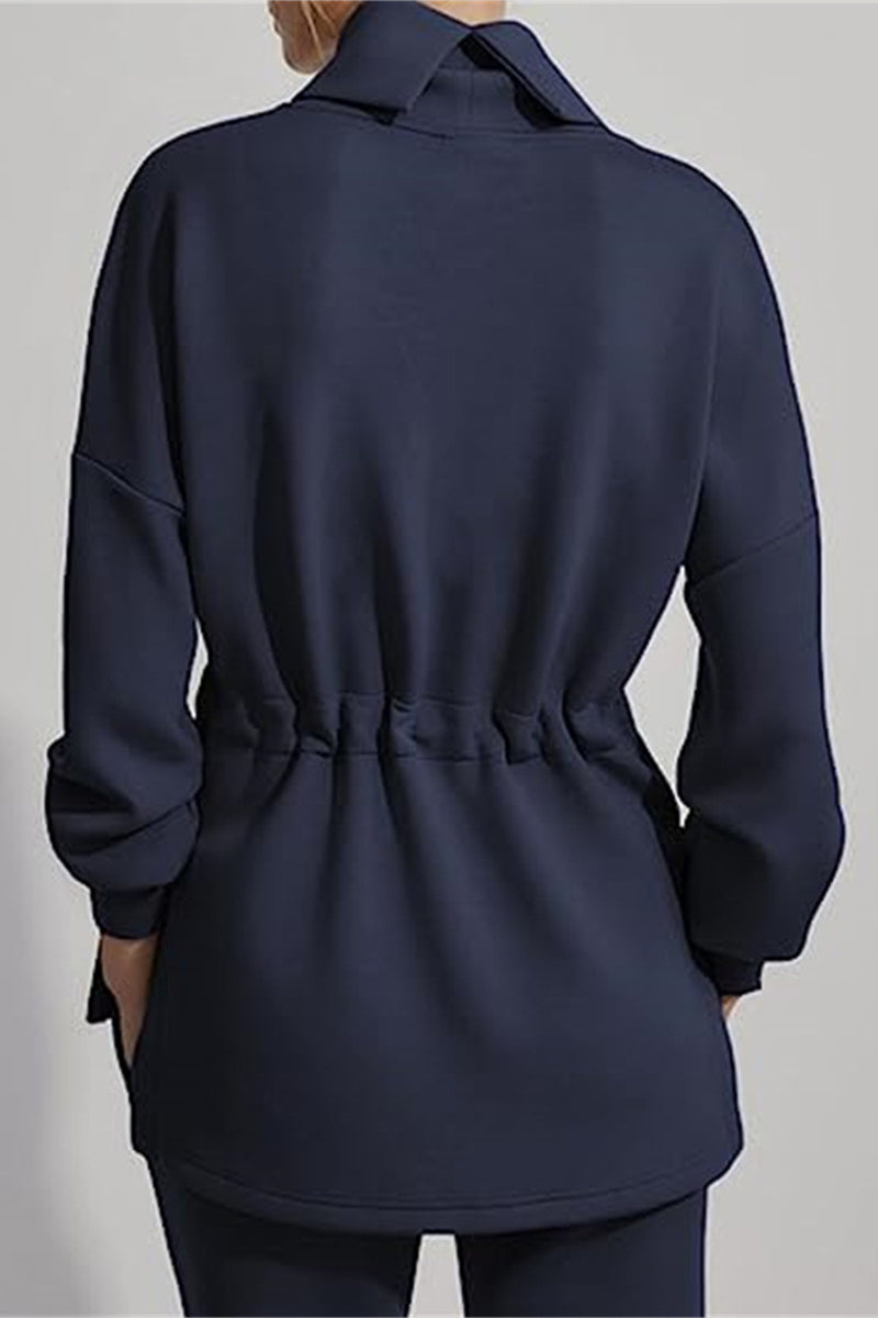 Danna | Casual solid color drawstring half turtleneck sweaters