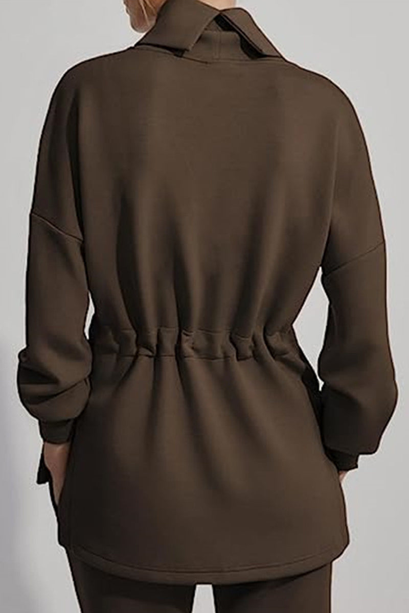 Danna | Casual solid color drawstring half turtleneck sweaters