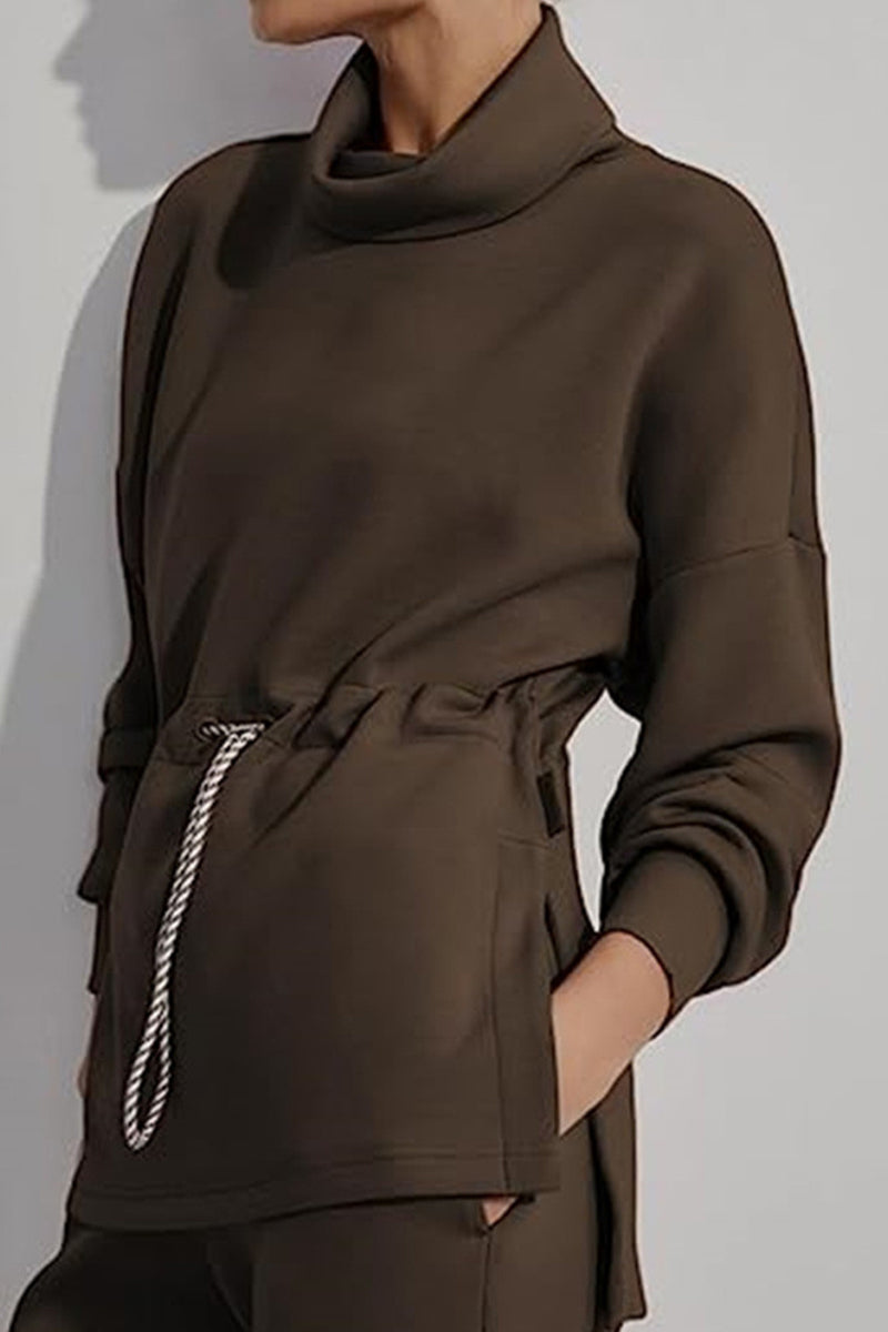 Danna | Casual solid color drawstring half turtleneck sweaters