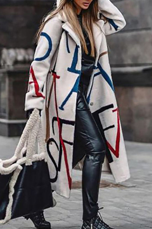 Daniela | Streetwear outerwear with an elegant print and patchwork turn-down collar