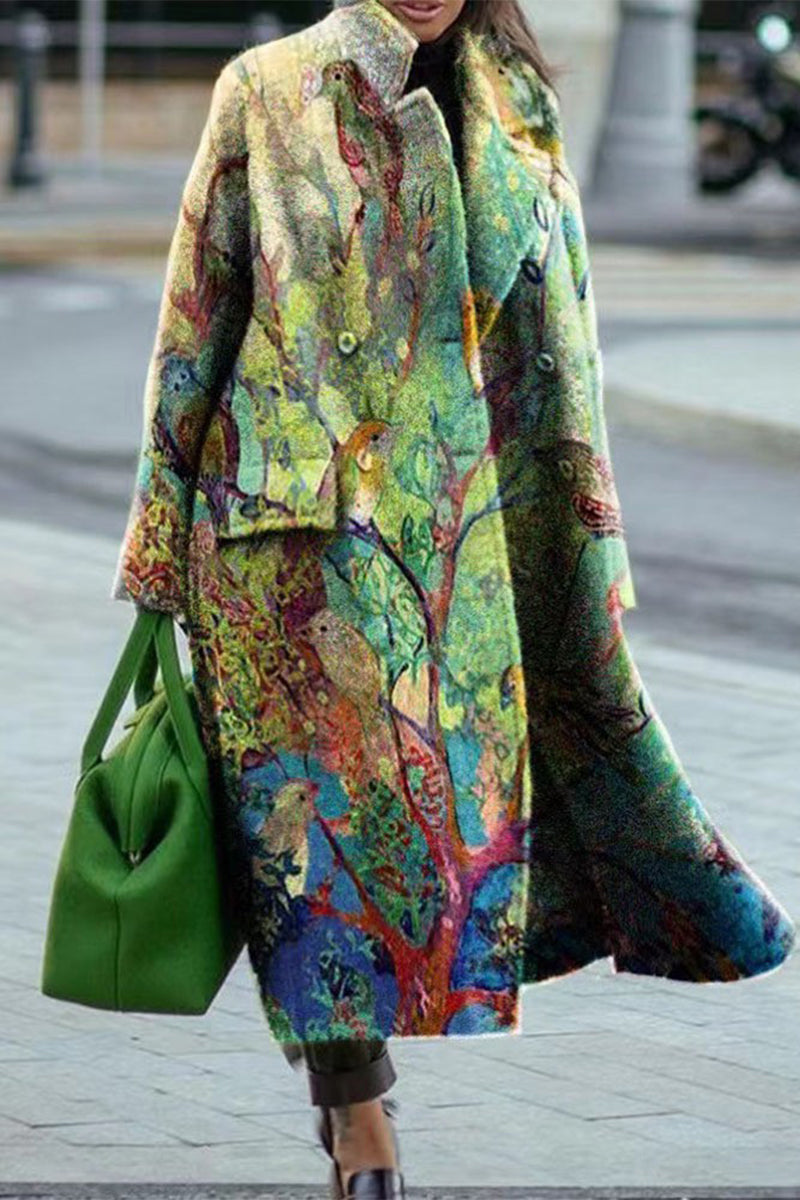 Daniela | Streetwear outerwear with an elegant print and patchwork turn-down collar