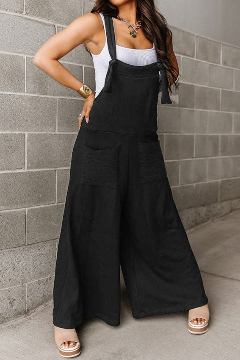 Elisa | Casual solid color loose jumpsuits with scoop neck