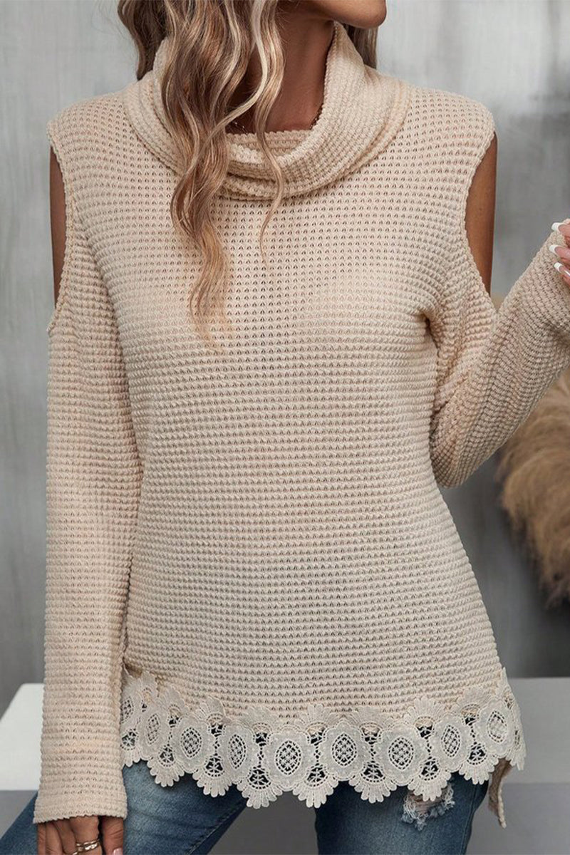 Eugenia | Elegant turtleneck tops made of plain lace
