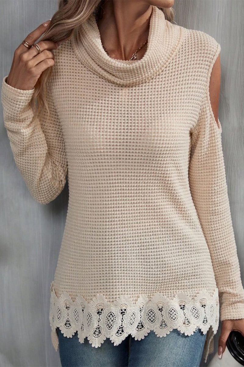 Eugenia | Elegant turtleneck tops made of plain lace