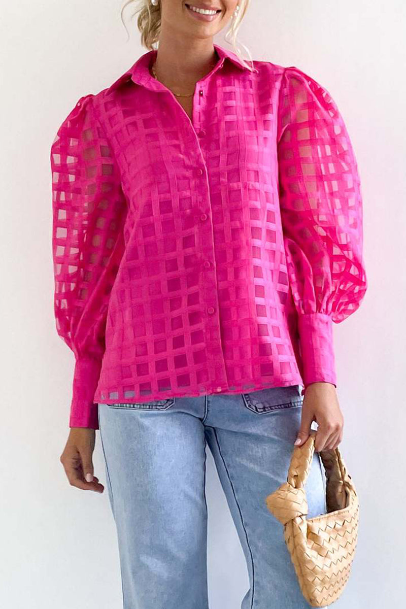 Regina® | Elegant Patchwork Blouse With Long Sleeves And A Turn-Down Collar