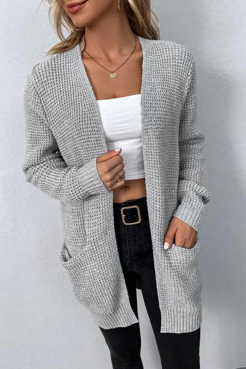 Gloria | Elegant solid color outerwear with V-neck and pocket