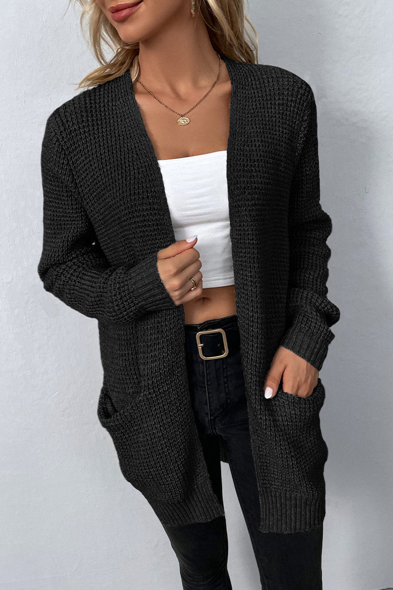 Gloria | Elegant solid color outerwear with V-neck and pocket