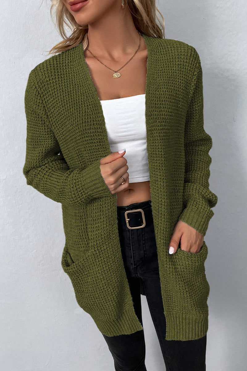 Gloria | Elegant solid color outerwear with V-neck and pocket