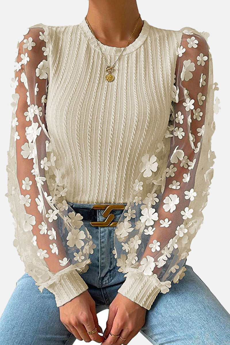 Fiorenza® | Chic Floral Lace Long Sleeve Blouse