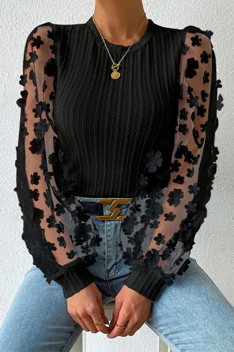 Fiorenza® | Chic Floral Lace Long Sleeve Blouse