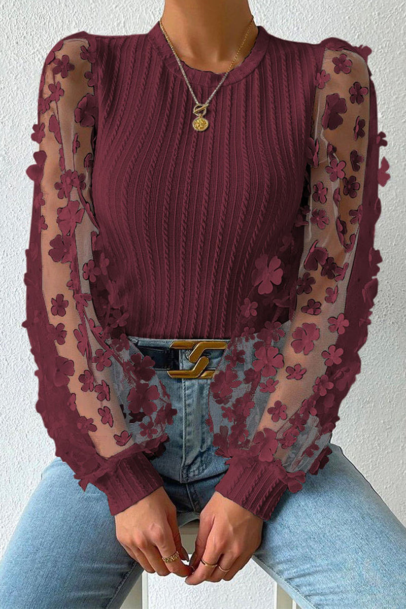 Fiorenza® | Chic Floral Lace Long Sleeve Blouse