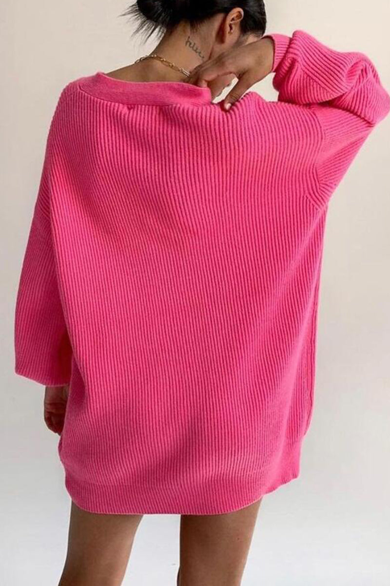 Ileana | Casual outerwear with solid color buttons and V-neck