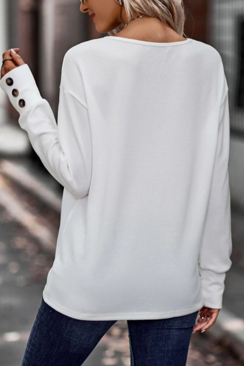 Hilda | Sexy, simple, solid color button up V-neck tops