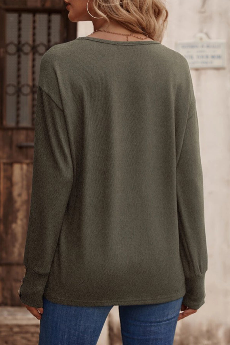 Hilda | Sexy, simple, solid color button up V-neck tops