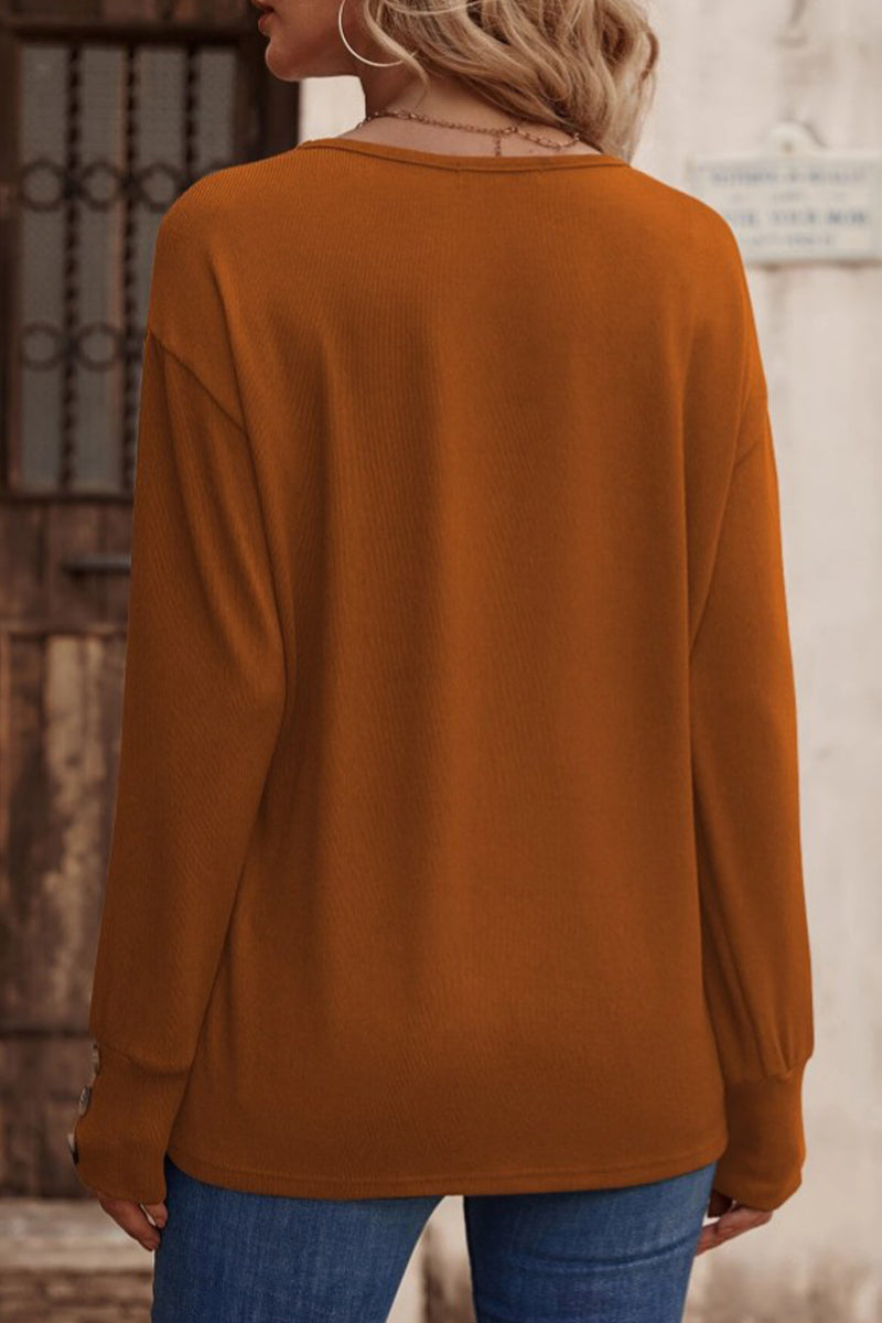 Hilda | Sexy, simple, solid color button up V-neck tops