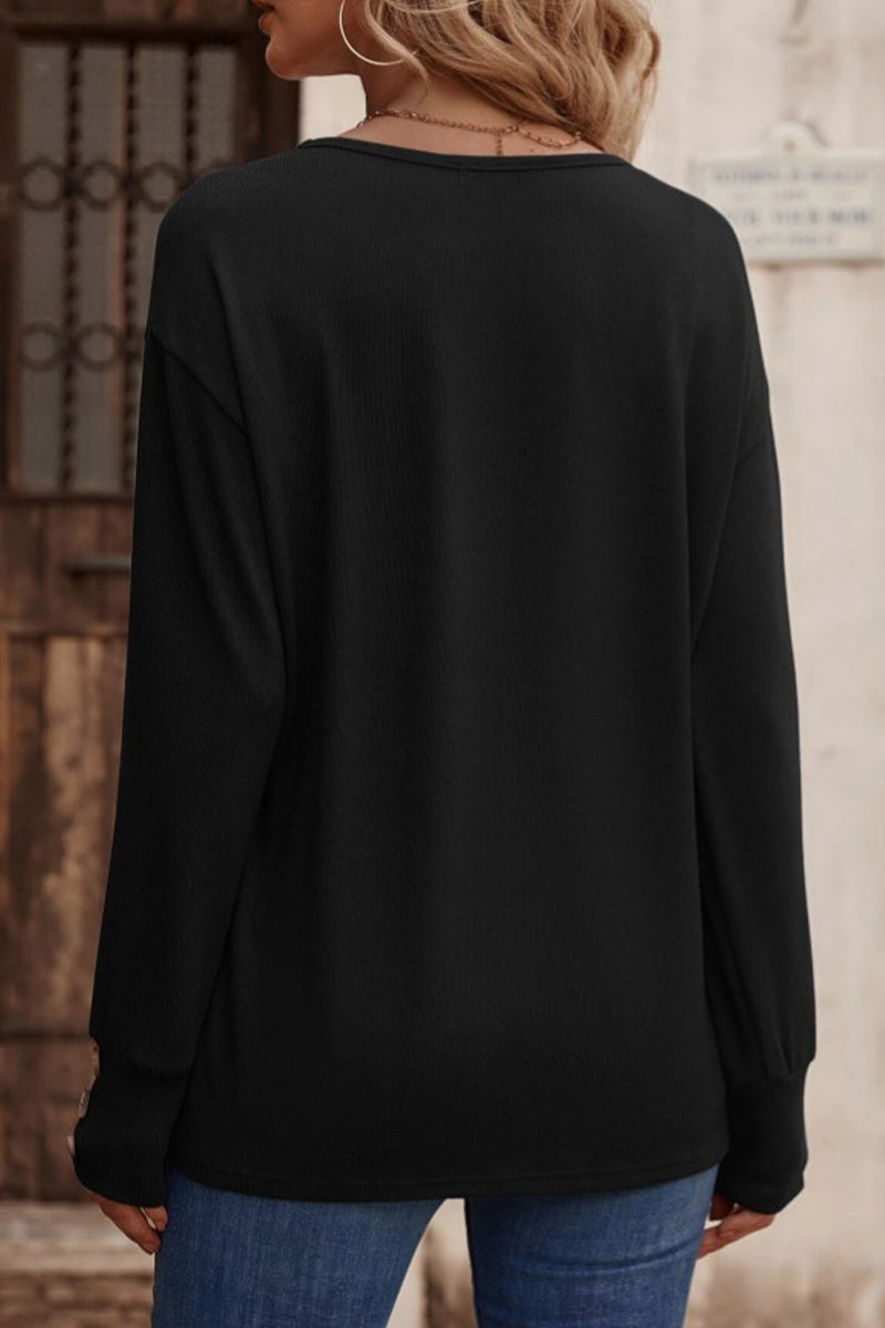 Hilda | Sexy, simple, solid color button up V-neck tops