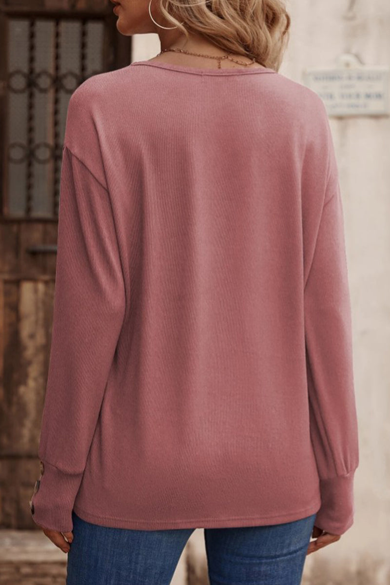 Hilda | Sexy, simple, solid color button up V-neck tops