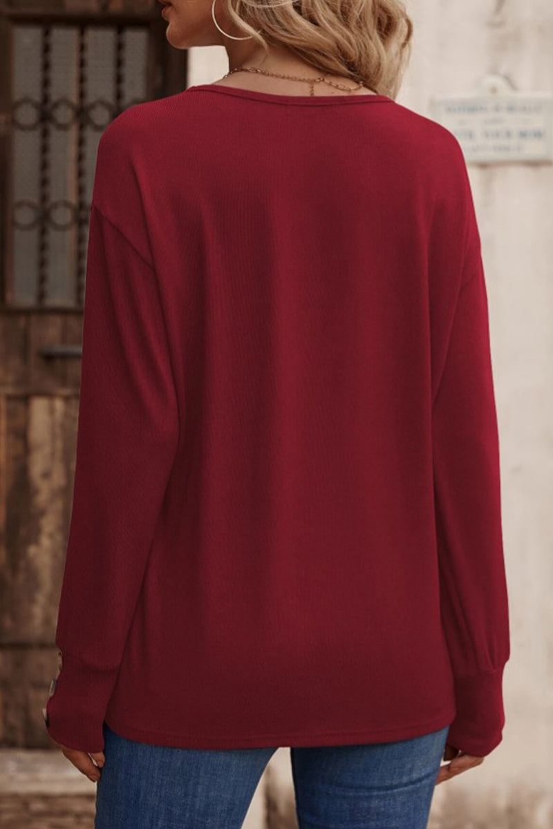 Hilda | Sexy, simple, solid color button up V-neck tops