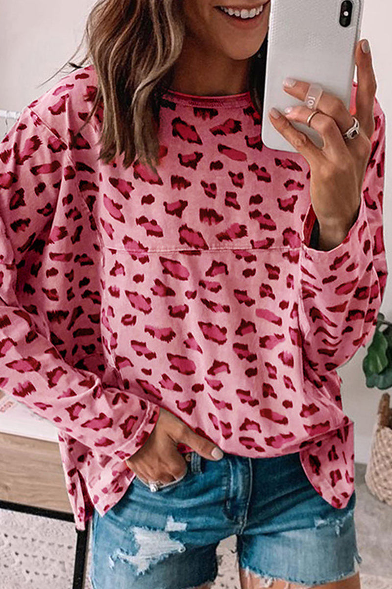 Iris | Casual leopard print O-neck tops