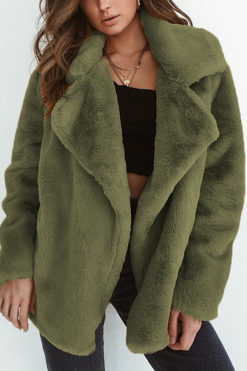 Ivana | Casual solid patchwork turn-down collar outerwear