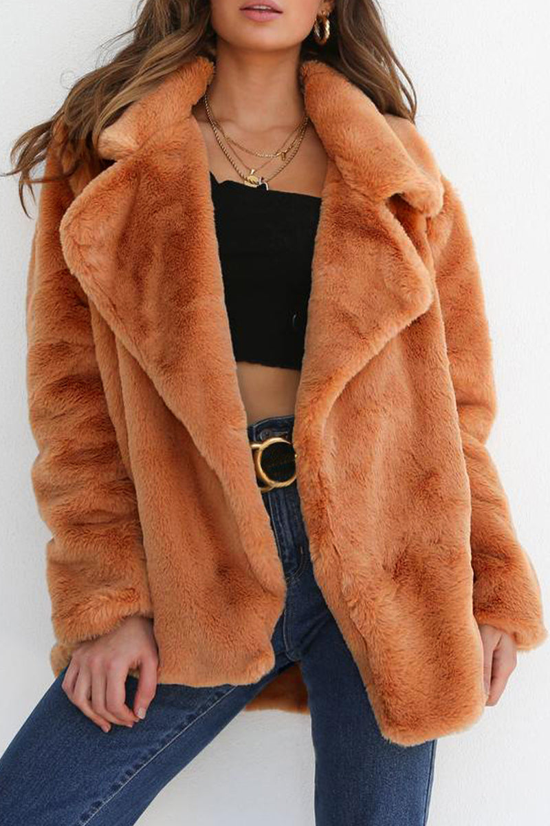 Ivana | Casual solid patchwork turn-down collar outerwear
