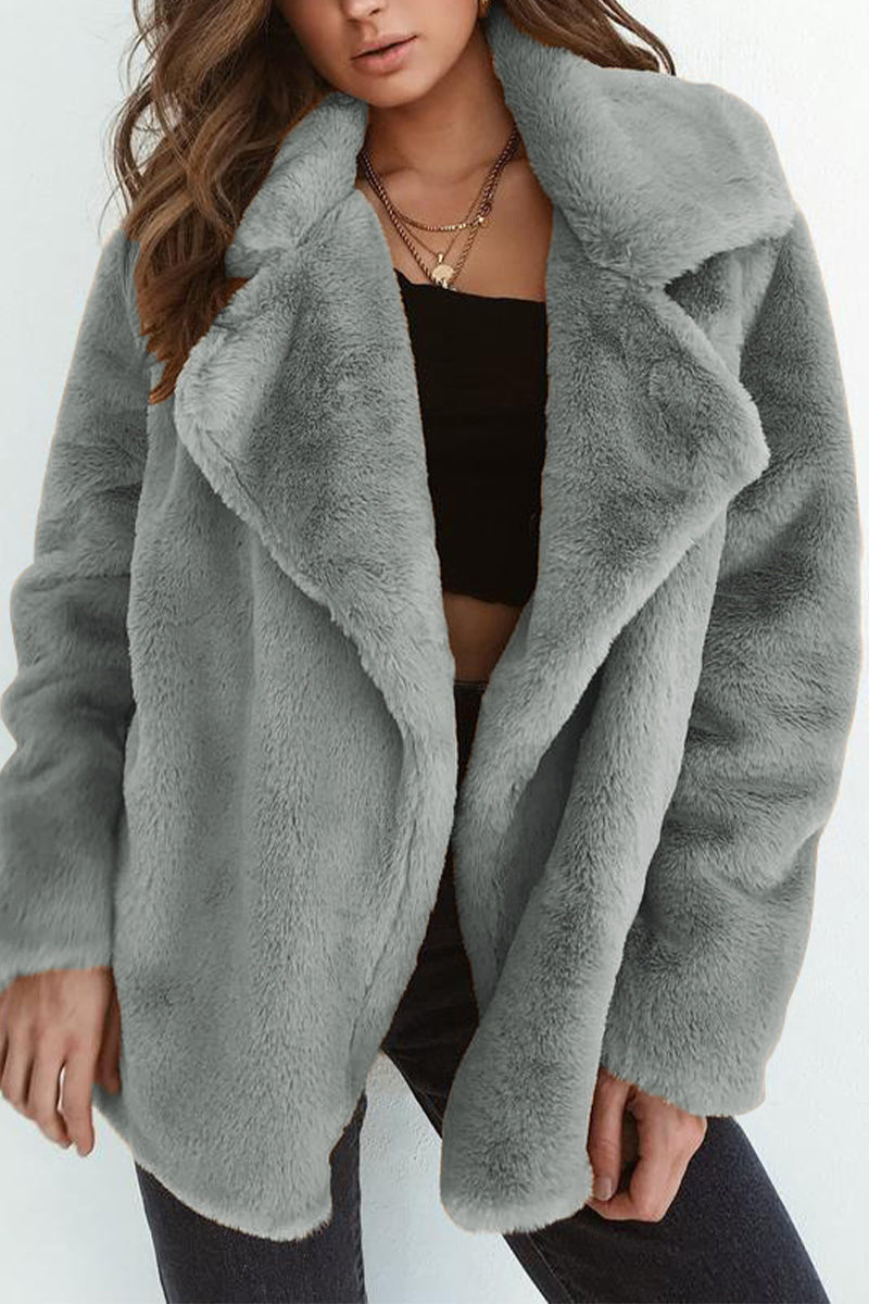 Ivana | Casual solid patchwork turn-down collar outerwear