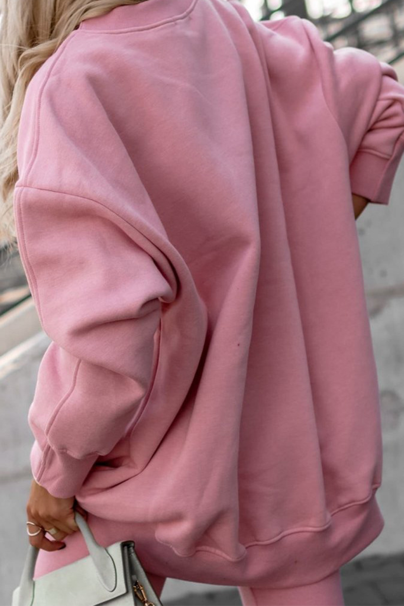 Jenny | Casual solid color long sleeve O-neck two piece suit