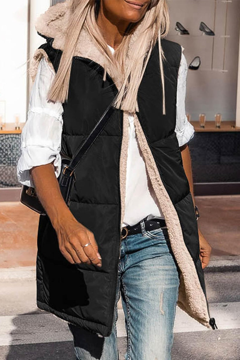 Julia | Casual solid patchwork tops with hooded collar
