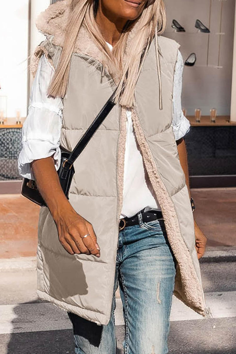 Julia | Casual solid patchwork tops with hooded collar