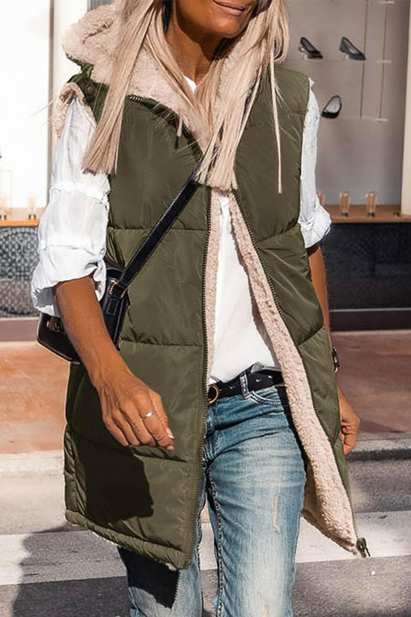 Julia | Casual solid patchwork tops with hooded collar