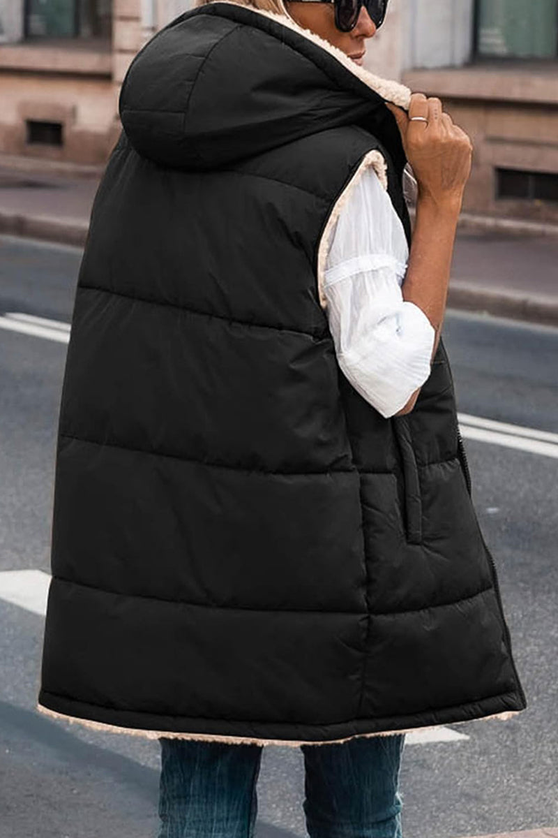 Julia | Casual solid patchwork tops with hooded collar