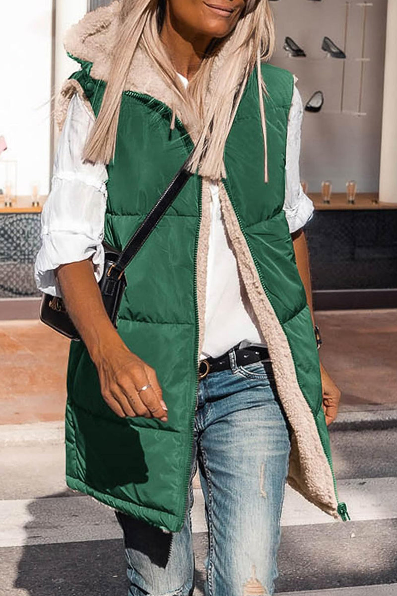 Julia | Casual solid patchwork tops with hooded collar